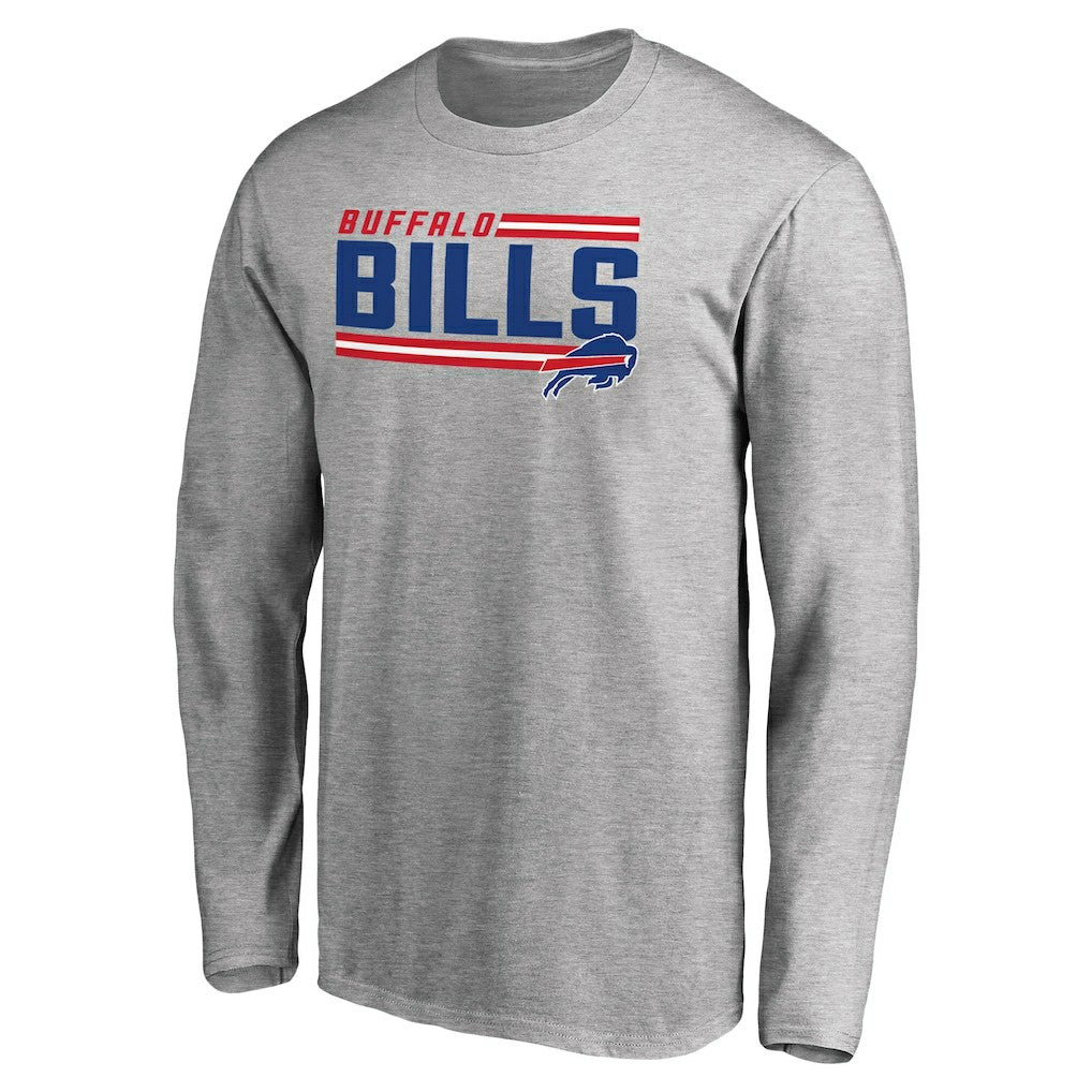 Buffalo Bills Iconic Collection On Side Stripe Long Sleeve T-Shirt Ash - NFL