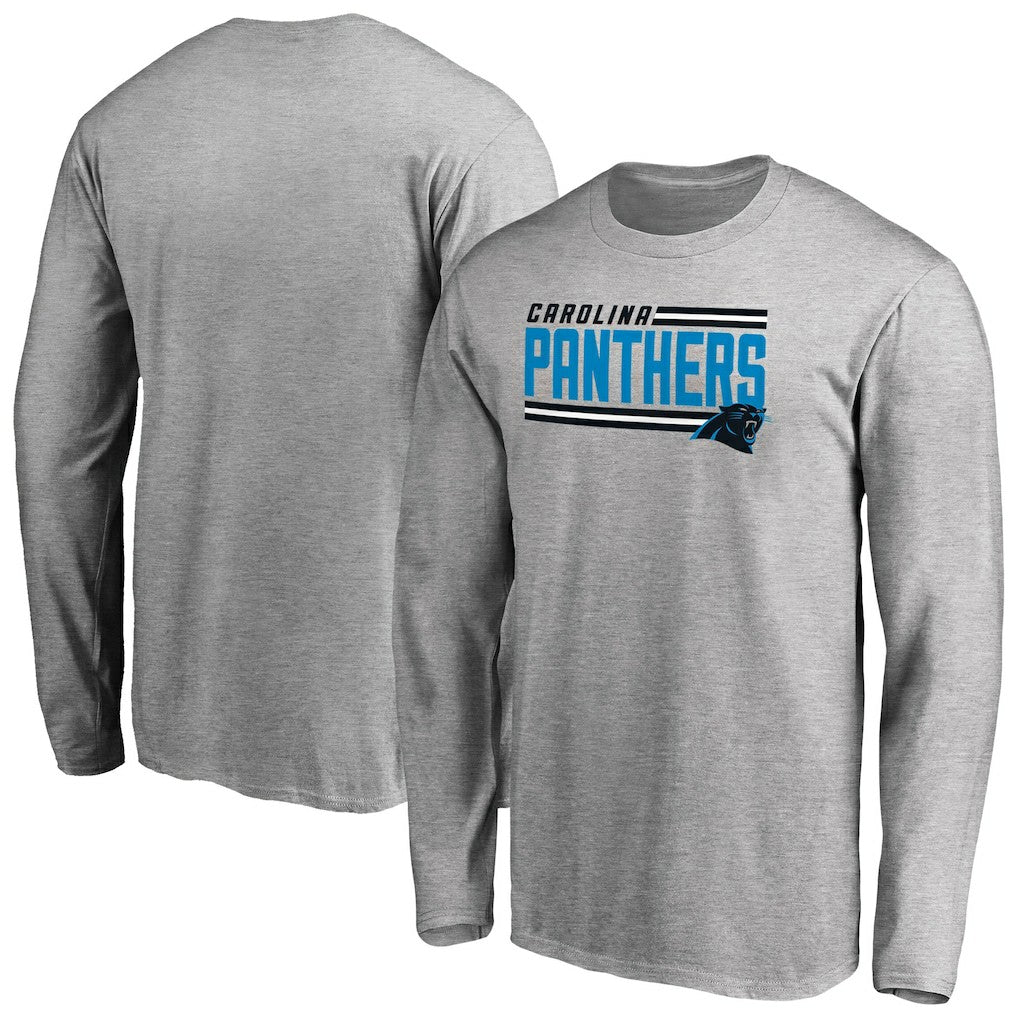 Carolina Panthers Iconic Collection On Side Stripe Long Sleeve T-Shirt Ash - NFL