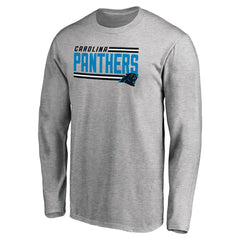 Carolina Panthers Iconic Collection On Side Stripe Long Sleeve T-Shirt Ash - NFL