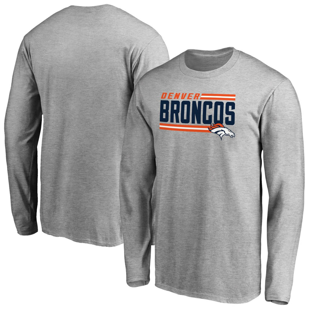 Denver Broncos Iconic Collection On Side Stripe Long Sleeve T-Shirt Ash - NFL