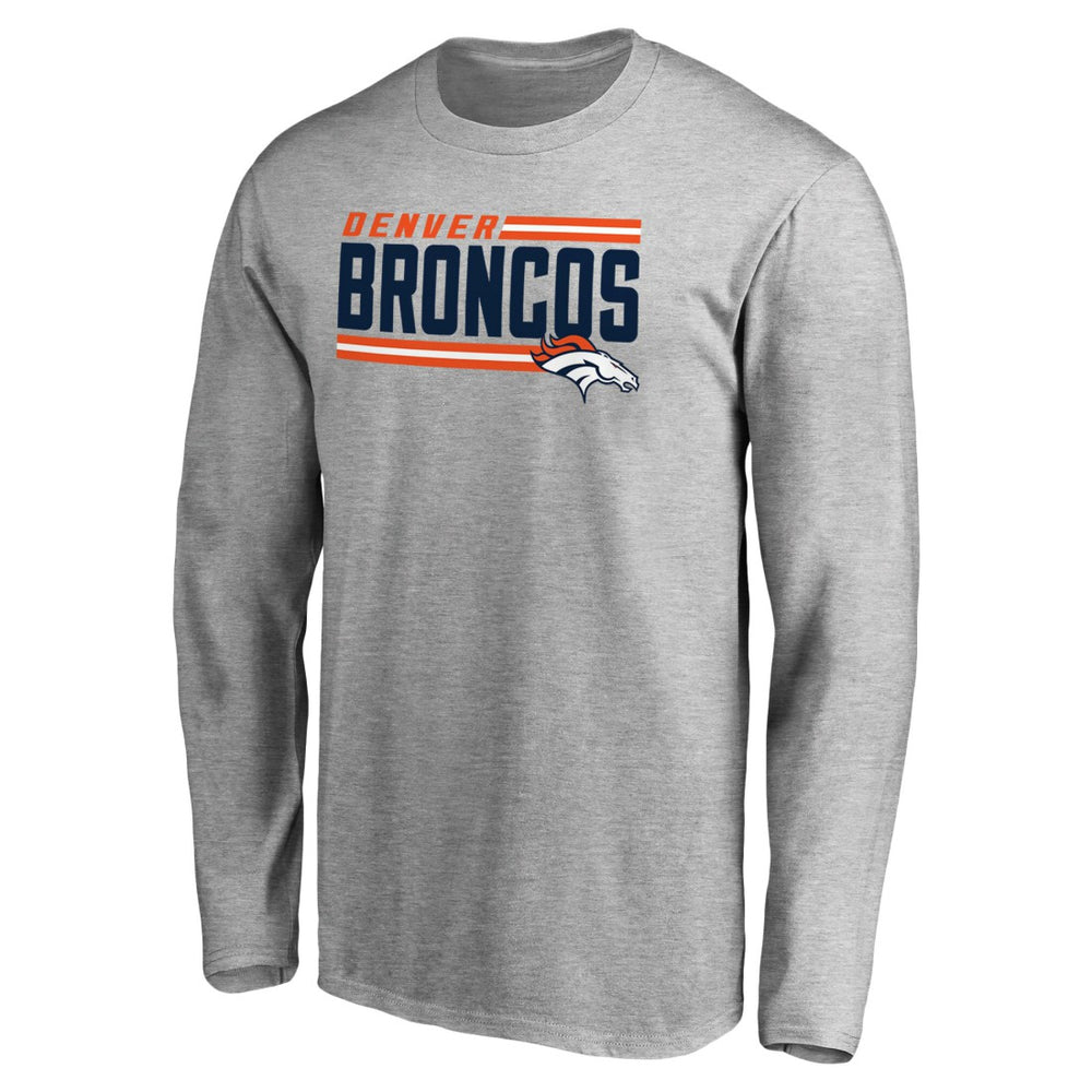 Denver Broncos Iconic Collection On Side Stripe Long Sleeve T-Shirt Ash - NFL