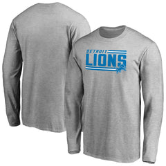 Detroit Lions Iconic Collection On Side Stripe Long Sleeve T-Shirt Ash - NFL