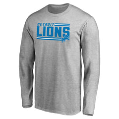 Detroit Lions Iconic Collection On Side Stripe Long Sleeve T-Shirt Ash - NFL