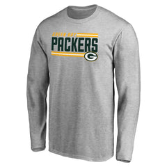 Green Bay Packers Iconic Collection On Side Stripe Long Sleeve T-Shirt Ash - NFL