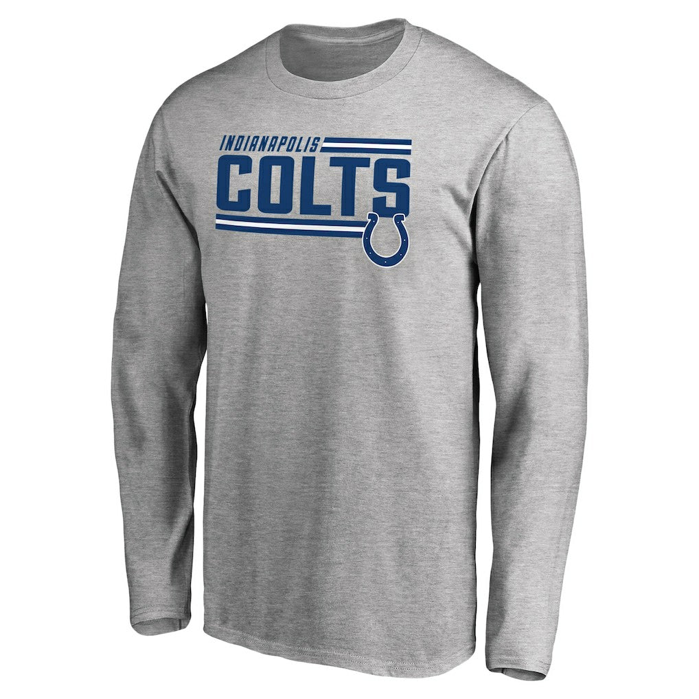 Indianapolis Colts Iconic Collection On Side Stripe Long Sleeve T-Shirt Ash - NFL