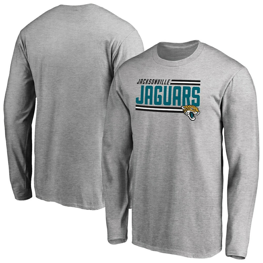 Jacksonville Jaguars Iconic Collection On Side Stripe Long Sleeve T-Shirt Ash - NFL