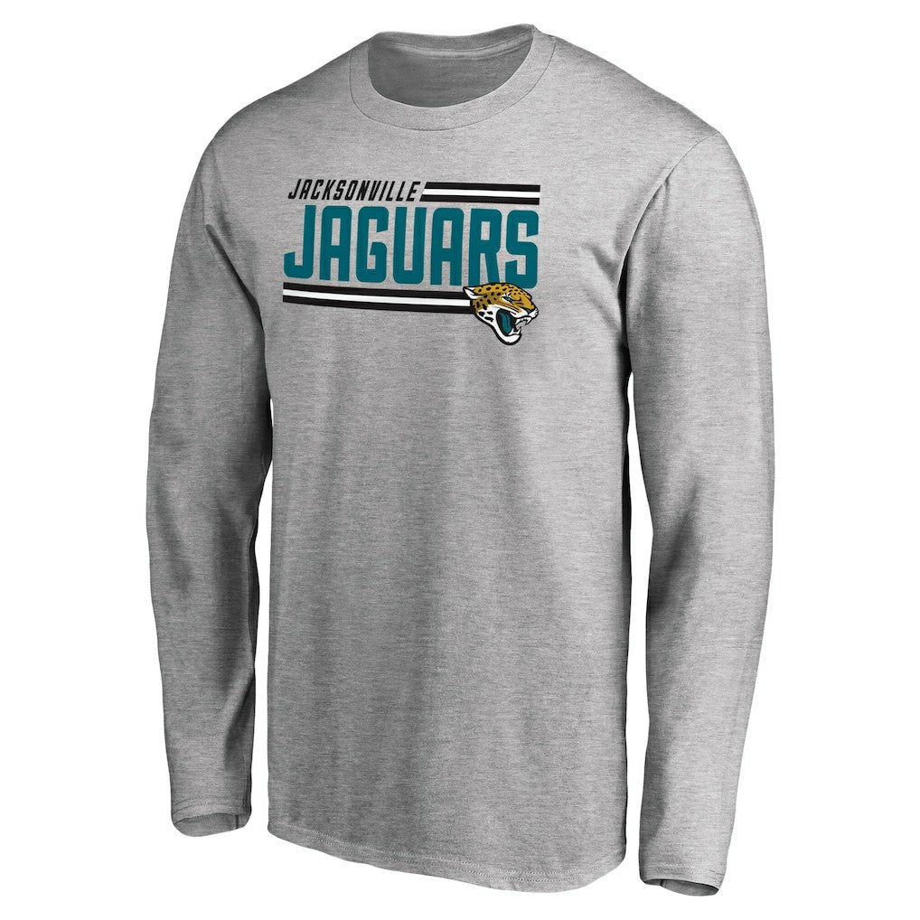Jacksonville Jaguars Iconic Collection On Side Stripe Long Sleeve T-Shirt Ash - NFL