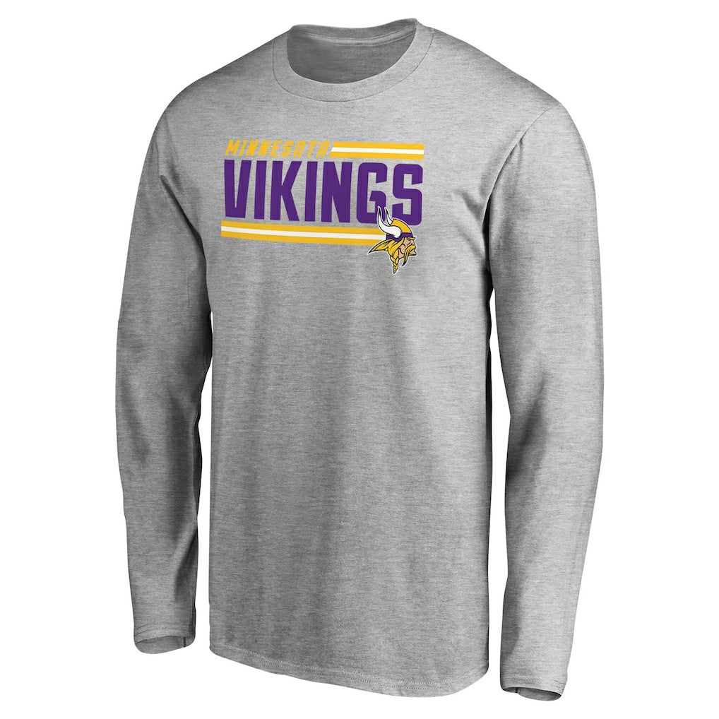 Minnesota Vikings Iconic Collection On Side Stripe Long Sleeve T-Shirt Ash - NFL
