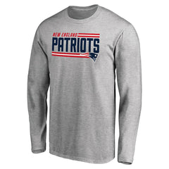 New England Patriots Iconic Collection On Side Stripe Long Sleeve T-Shirt Ash - NFL