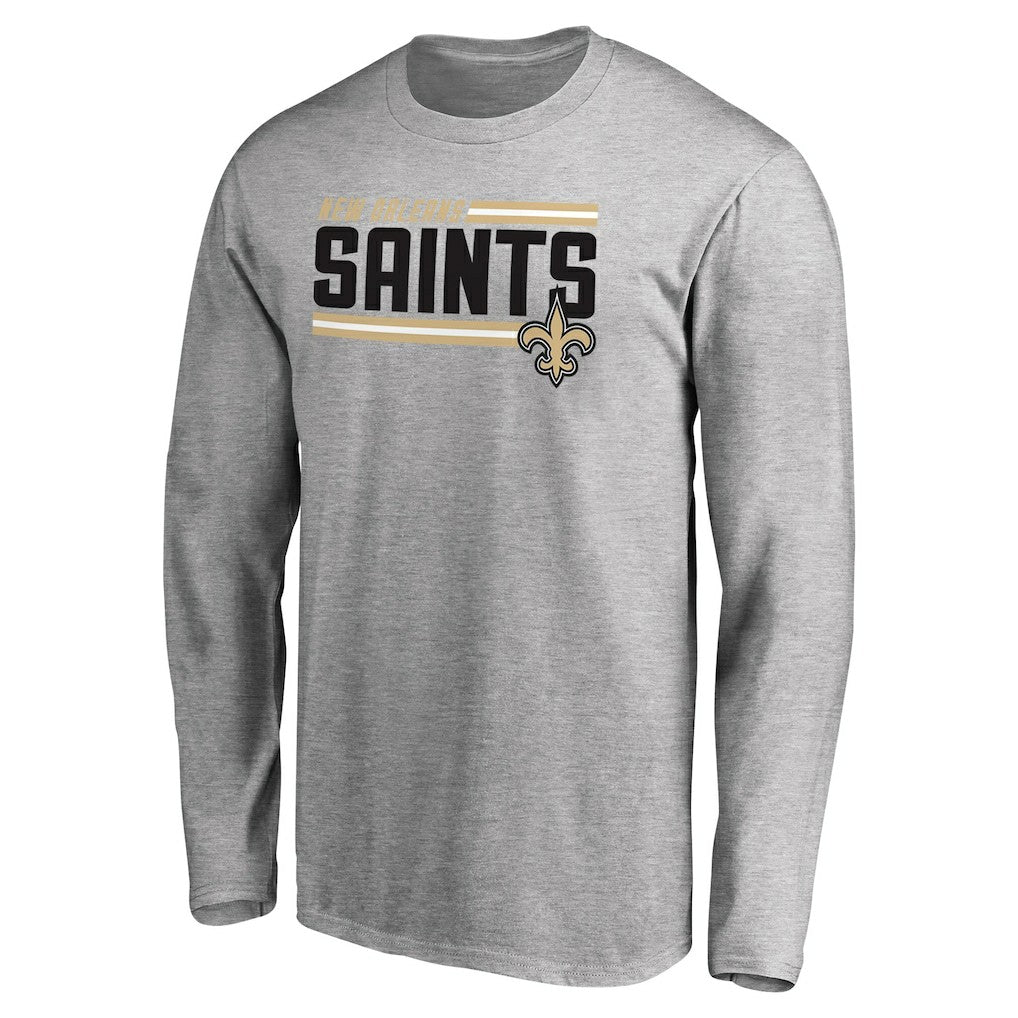 New Orleans Saints Iconic Collection On Side Stripe Long Sleeve T-Shirt Ash - NFL