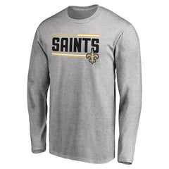 New Orleans Saints Iconic Collection On Side Stripe Long Sleeve T-Shirt Ash - NFL