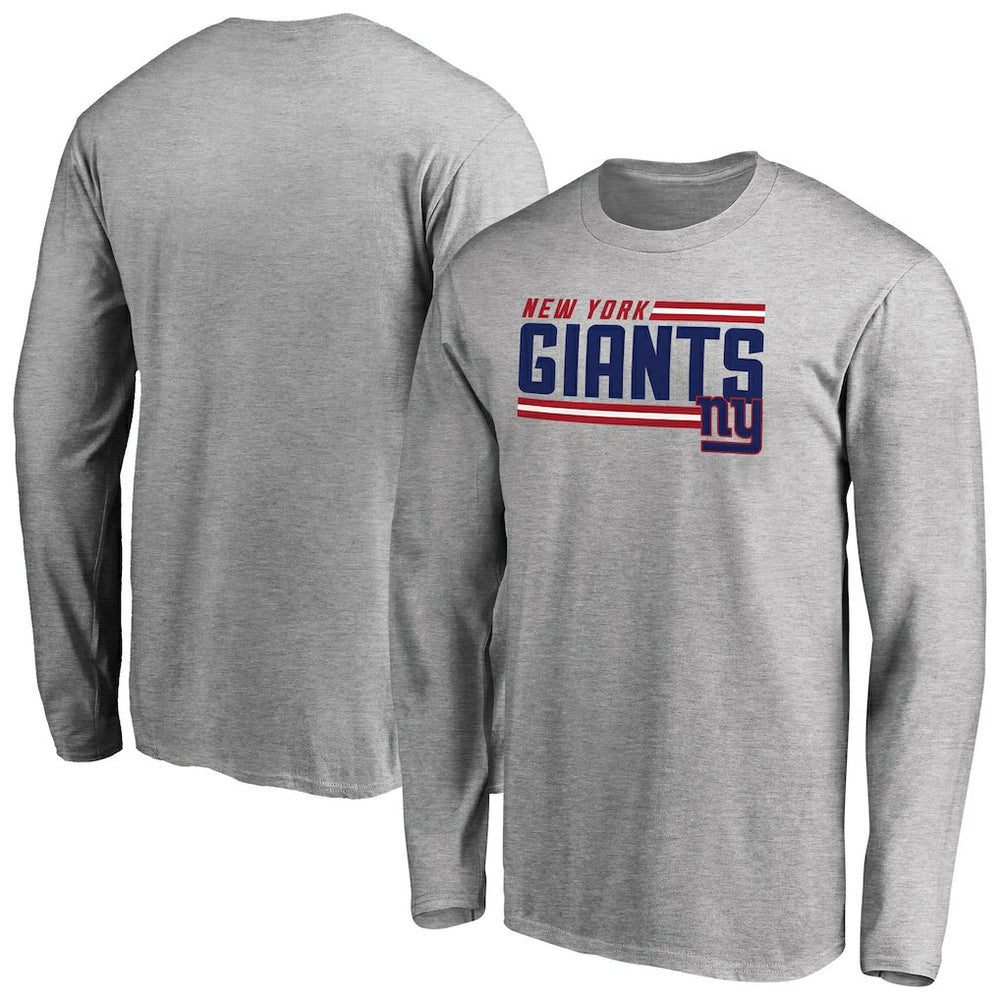 New York Giants Iconic Collection On Side Stripe Long Sleeve T-Shirt Ash - NFL