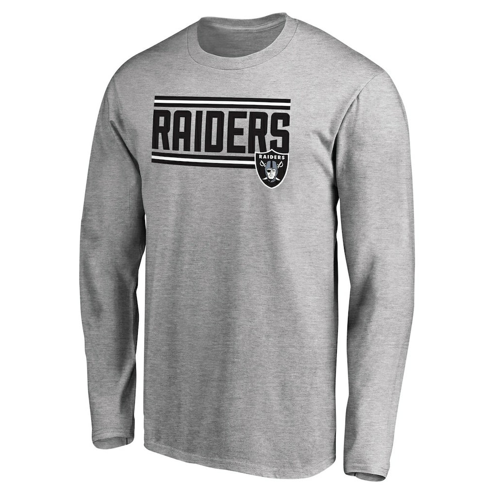 Las Vegas Raiders Iconic Collection On Side Stripe Long Sleeve T-Shirt Ash - NFL