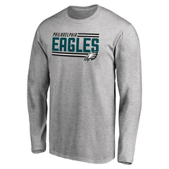 Philadelphia Eagles Iconic Collection On Side Stripe Long Sleeve T-Shirt Ash - NFL