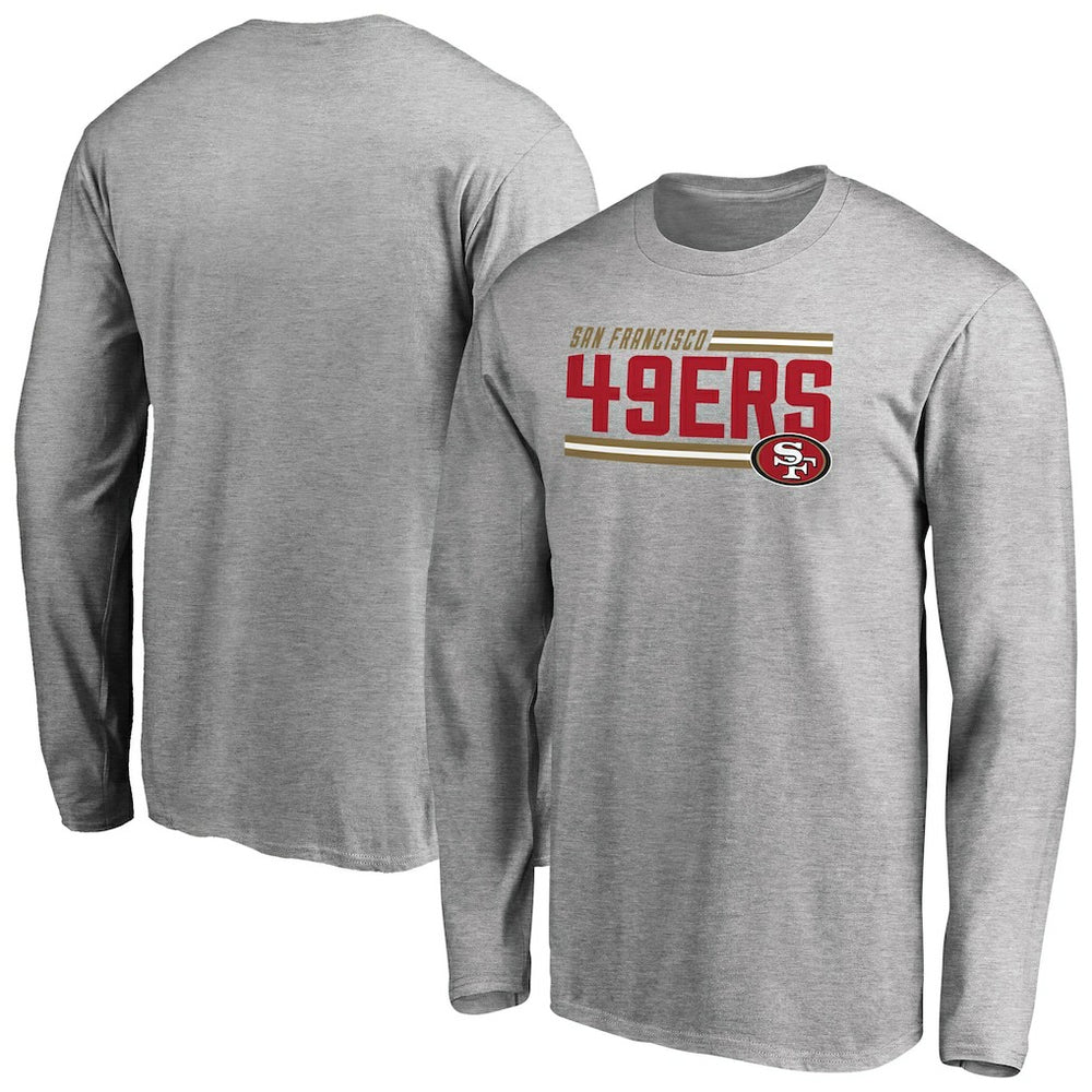 San Francisco 49ers Iconic Collection On Side Stripe Long Sleeve T-Shirt Ash - NFL