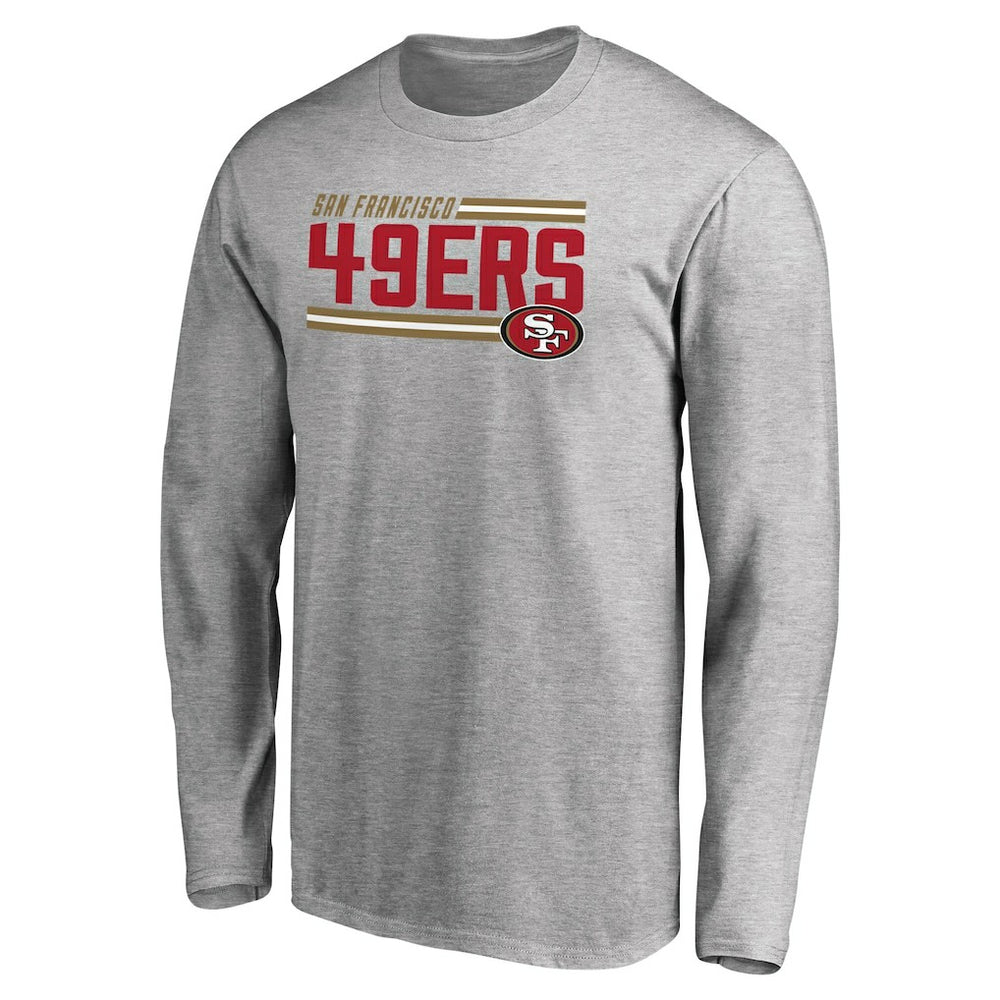San Francisco 49ers Iconic Collection On Side Stripe Long Sleeve T-Shirt Ash - NFL