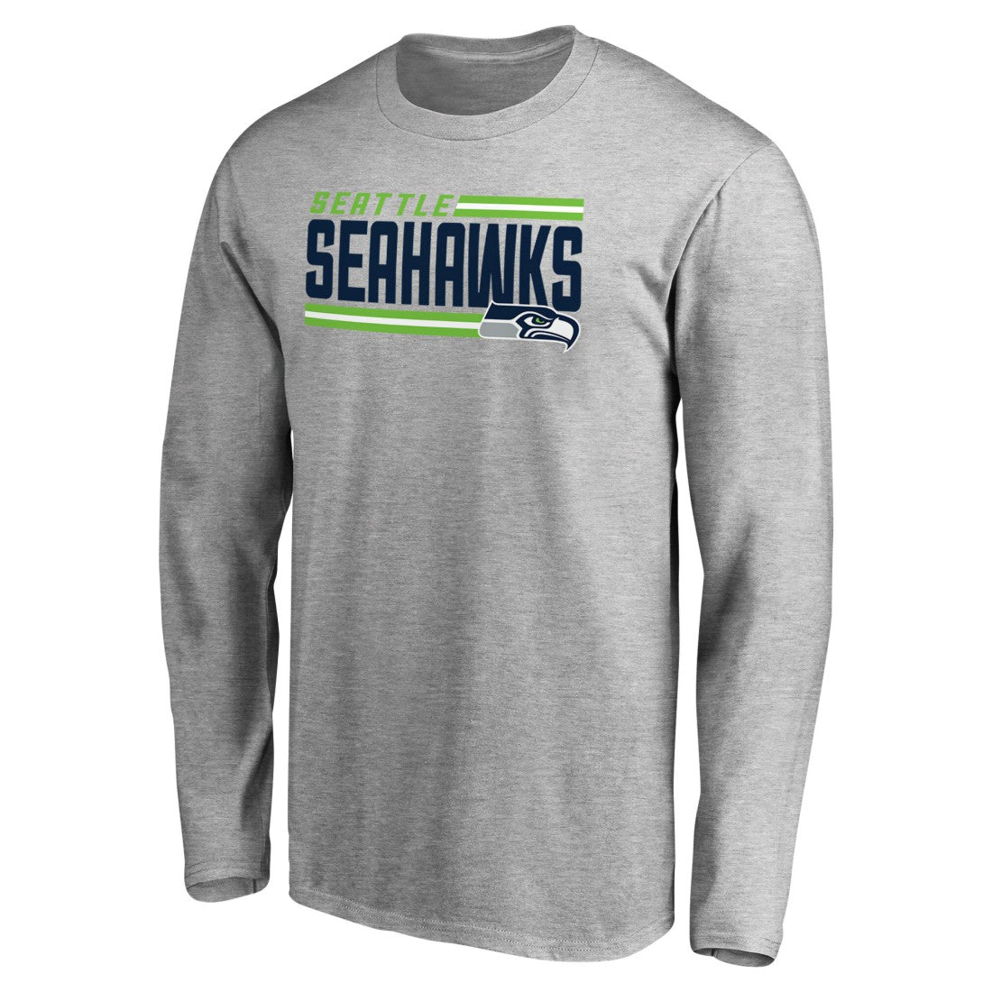 Seattle Seahawks Iconic Collection On Side Stripe Long Sleeve T-Shirt Ash - NFL