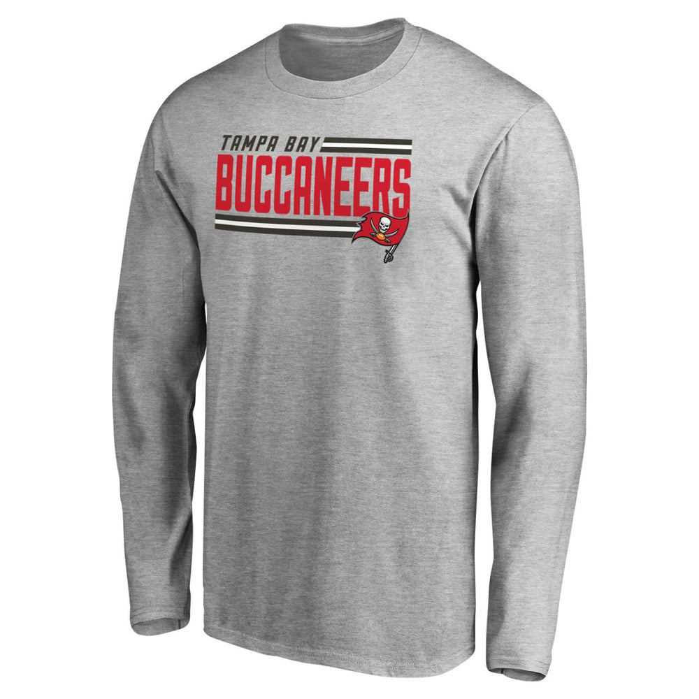 Tampa Bay Buccaneers Iconic Collection On Side Stripe Long Sleeve T-Shirt Ash - NFL