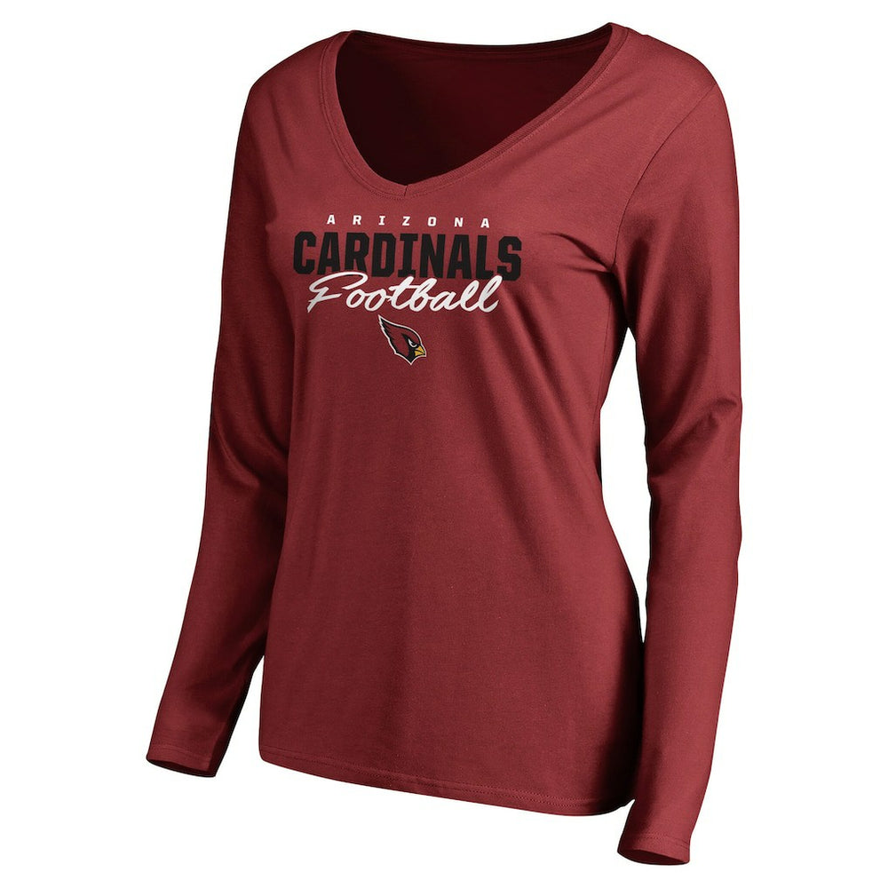 Arizona Cardinals Women's Iconic Collection Script Assist Long Sleeve V-Neck T-Shirt Cardinal - NFL