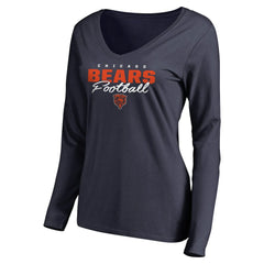Chicago Bears Women's Iconic Collection Script Assist Long Sleeve V-Neck T-Shirt Navy - NFL