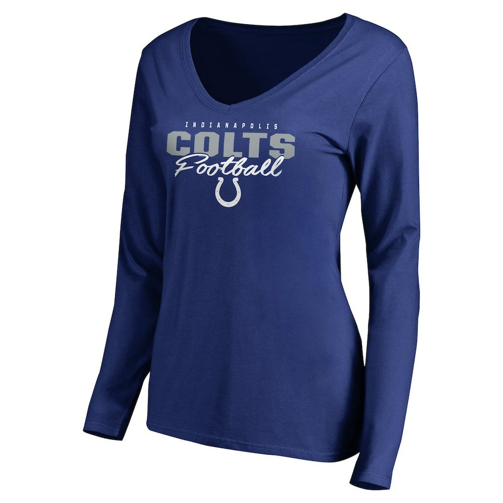 Indianapolis Colts Women's Iconic Collection Script Assist Long Sleeve V-Neck T-Shirt Royal - NFL