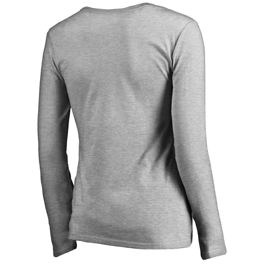 Miami Dolphins Women's Iconic Collection Script Assist Long Sleeve V-Neck T-Shirt Ash - NFL