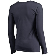 New England Patriots Women's Iconic Collection Script Assist Long Sleeve V-Neck T-Shirt Navy - NFL