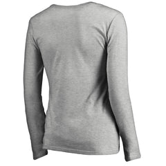 Tampa Bay Buccaneers Women's Iconic Collection Script Assist Long Sleeve V-Neck T-Shirt Ash - NFL