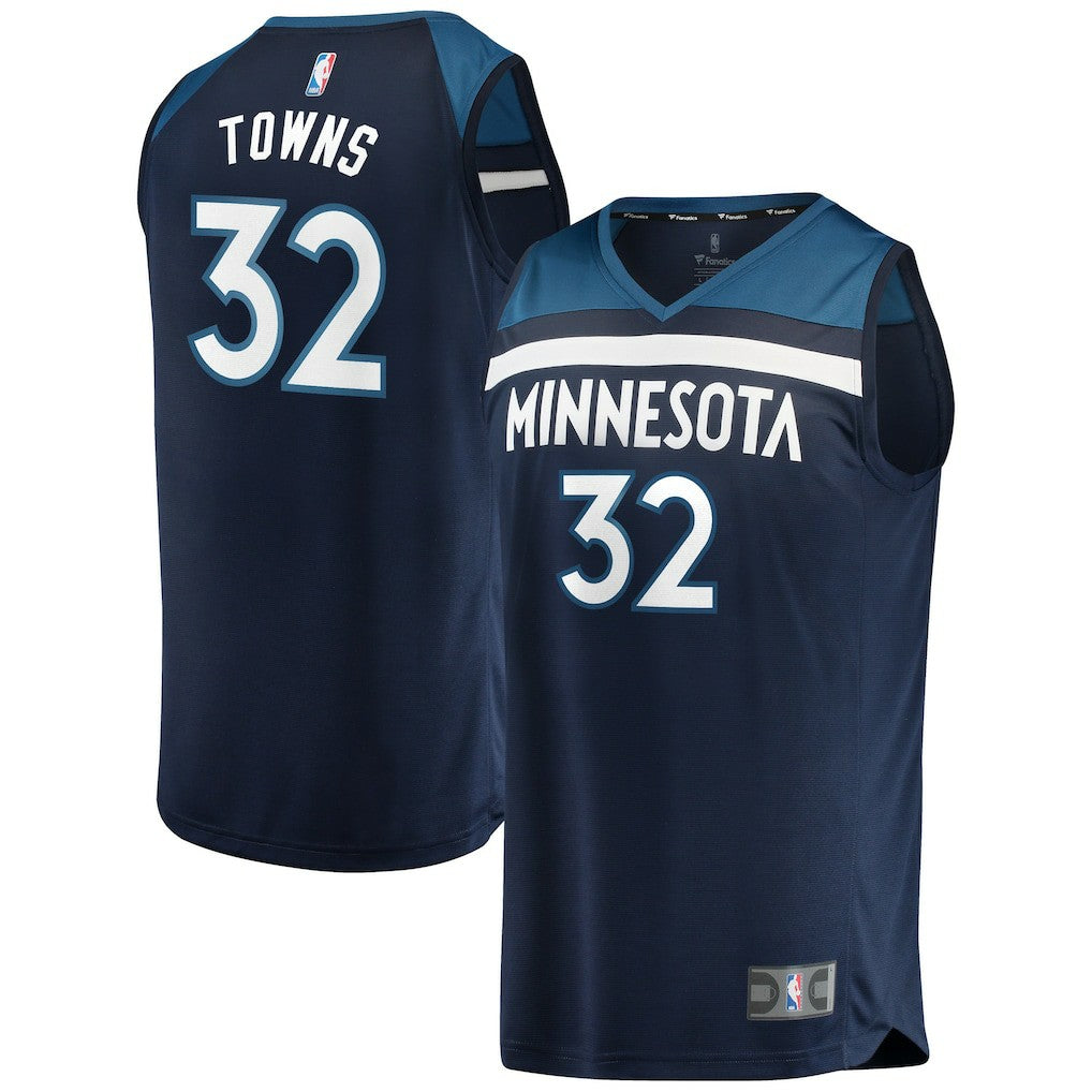 Fanatics - Karl-Anthony Towns Minnesota Timberwolves Fast Break Replica Player Jersey Navy - Icon Edition