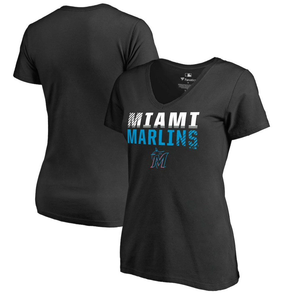 Miami Marlins Women's Fade Out V-Neck T-Shirt for sale