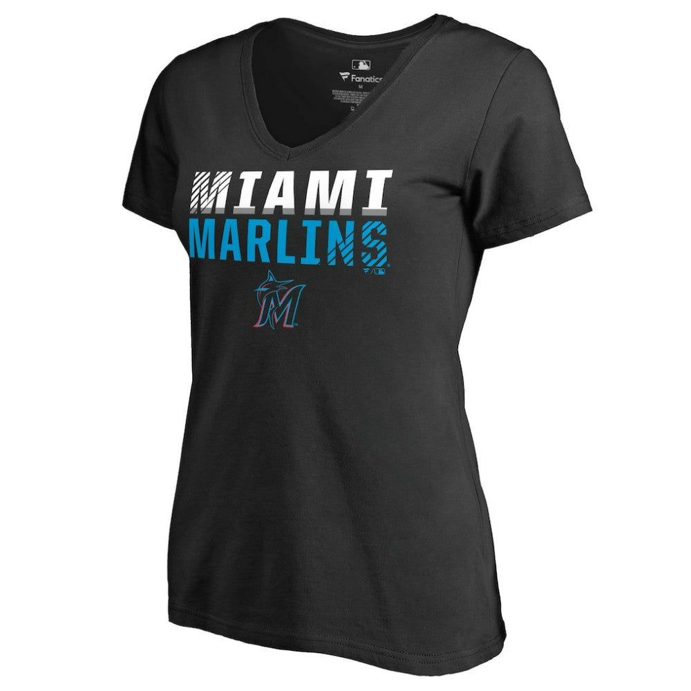 Miami Marlins Women's Fade Out V-Neck T-Shirt for sale