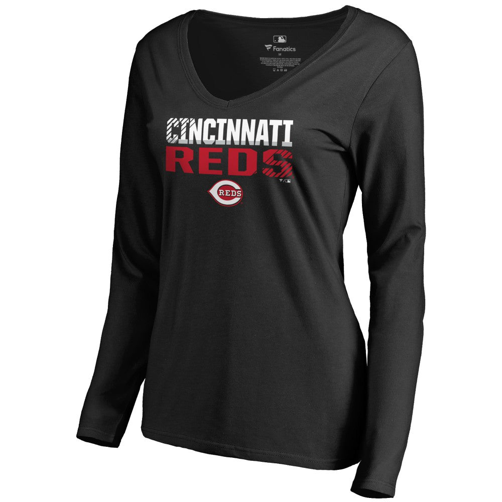 Cincinnati Reds Women's Fade Out V-Neck Long Sleeve T-Shirt Near Me