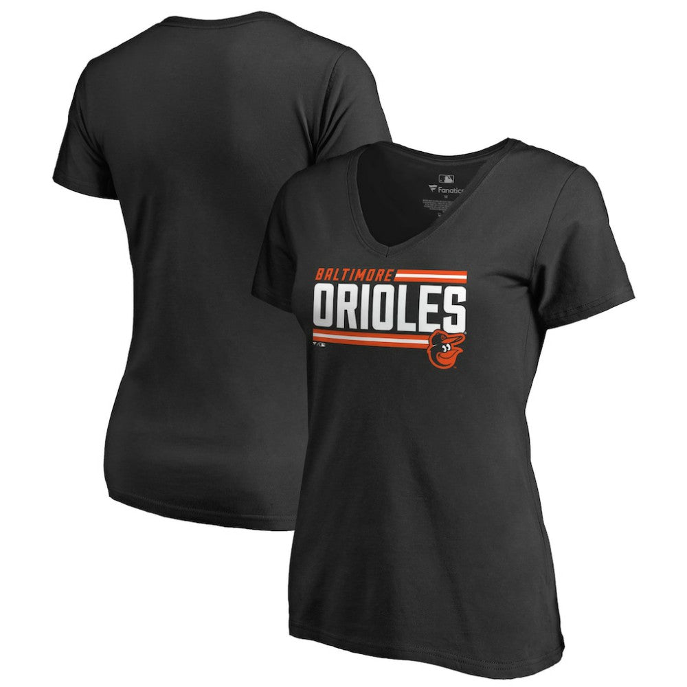 Baltimore Orioles Women's Onside Stripe V-Neck T-Shirt for sale