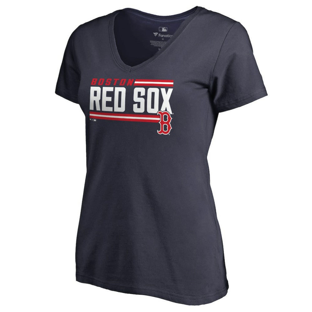 Boston Red Sox Women's Onside Stripe V-Neck T-Shirt for sale