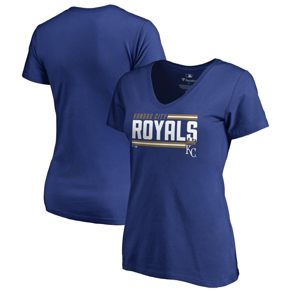 Kansas City Royals Women's Onside Stripe V-Neck T-Shirt Clearance