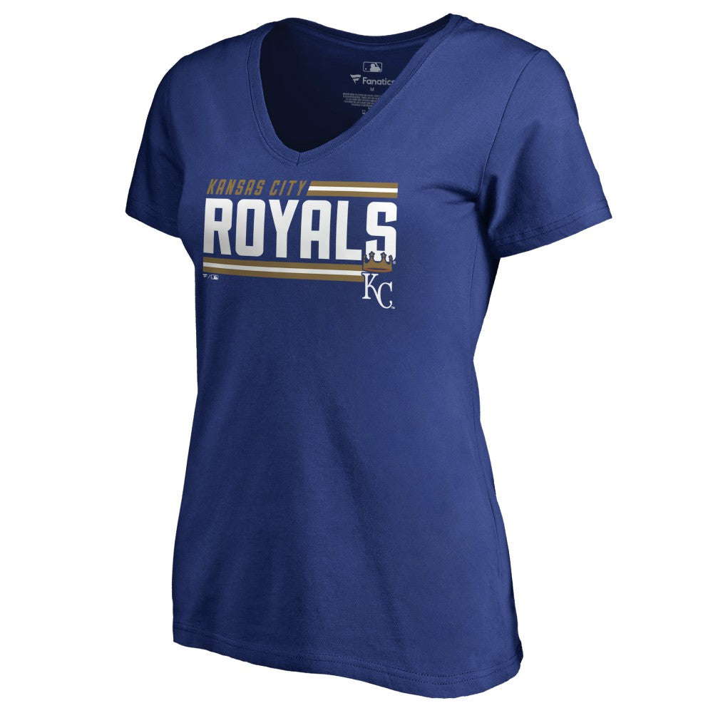 Kansas City Royals Women's Onside Stripe V-Neck T-Shirt Clearance