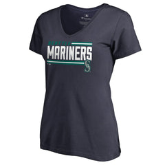Seattle Mariners Women's Onside Stripe V-Neck T-Shirt Lifestyle