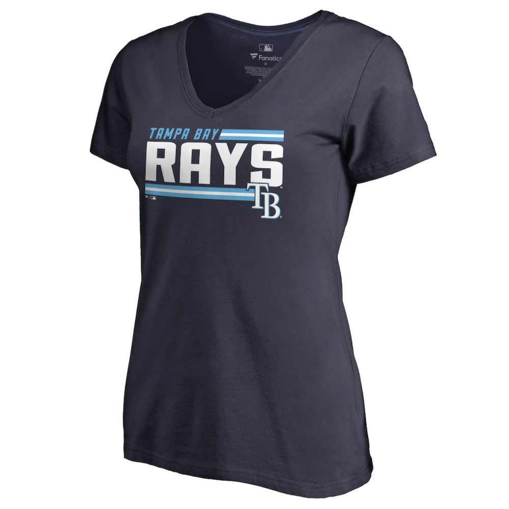 Tampa Bay Rays Women's Onside Stripe V-Neck T-Shirt On Sale