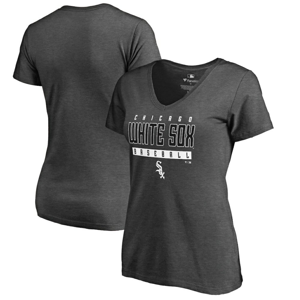 Chicago White Sox Women's Charcoal Stack V-Neck T-Shirt discount