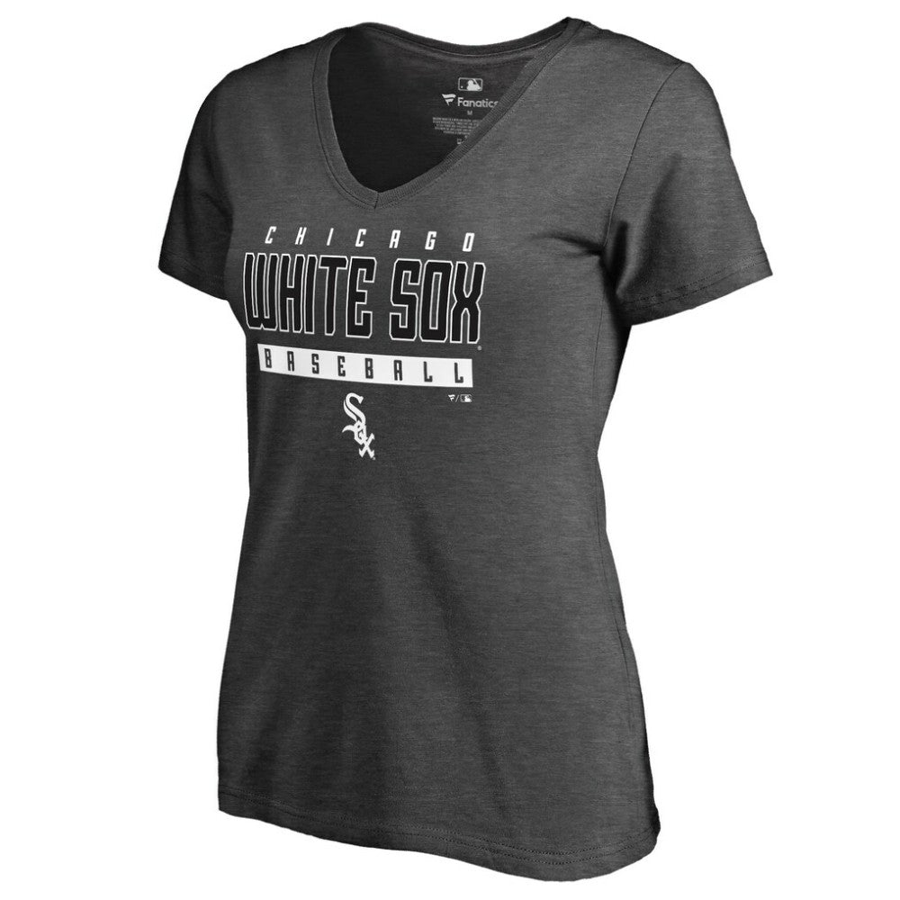 Chicago White Sox Women's Charcoal Stack V-Neck T-Shirt discount