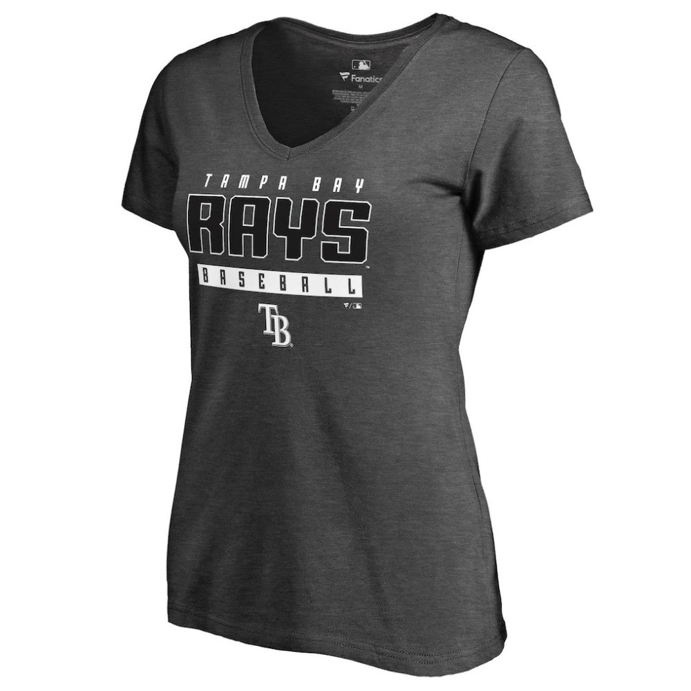 Tampa Bay Rays Women's Charcoal Stack V-Neck T-Shirt discount