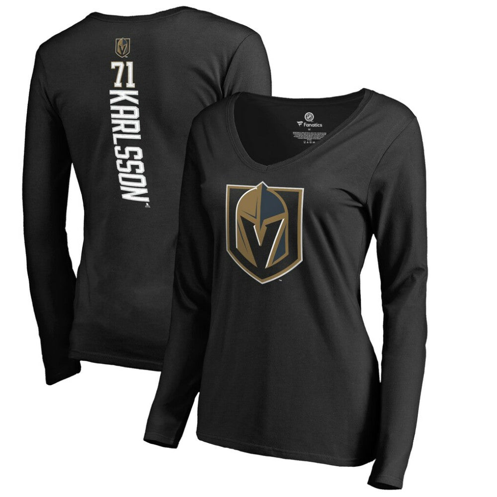 William Karlsson Vegas Golden Knights Women's Backer V-Neck Long Sleeve T-Shirt Black