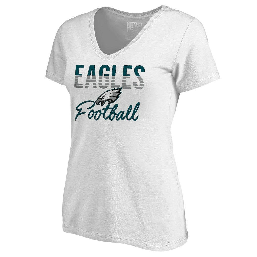 Philadelphia Eagles Women's Free Line V-Neck T-Shirt White - NFL
