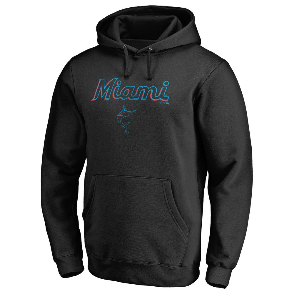 Miami Marlins Team Lockup Fitted Pullover Hoodie Online
