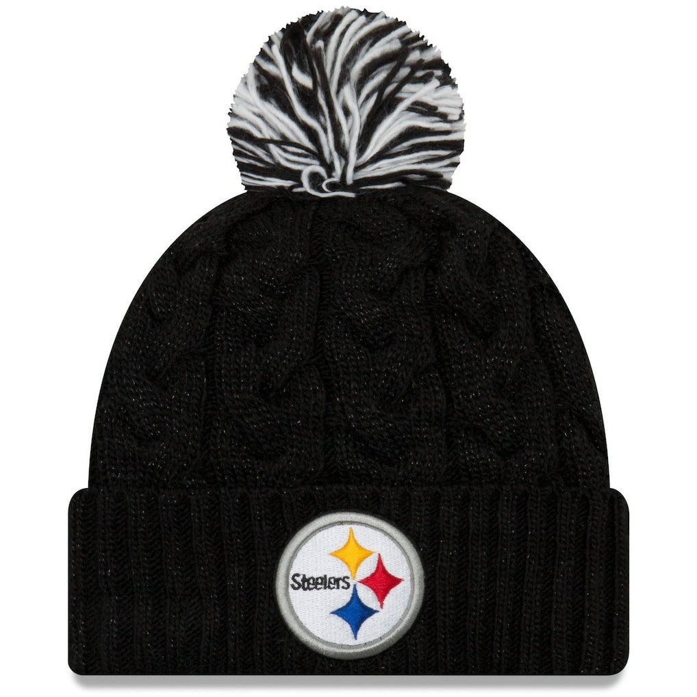 Pittsburgh Steelers New Era Women's Cozy Cable Cuffed Knit Hat Black - NFL
