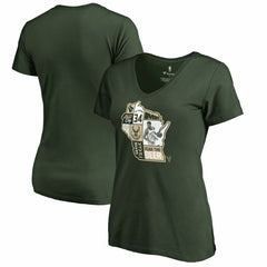 NBA - Giannis Antetokounmpo Milwaukee Bucks Women's Player State V-Neck T-Shirt - Hunter Green
