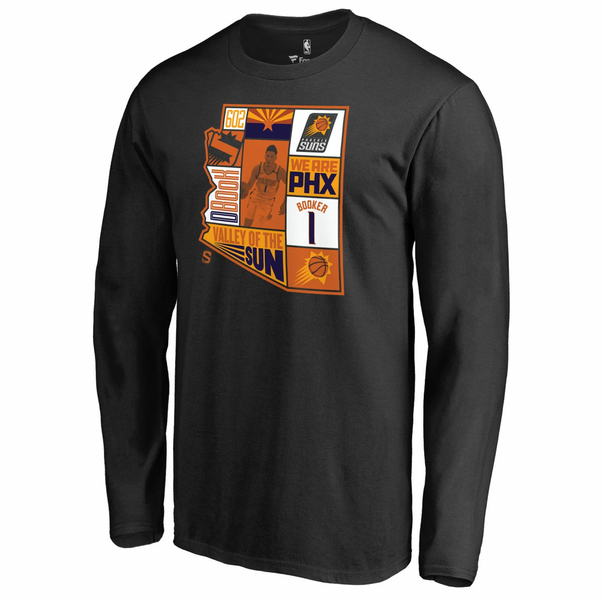 NBA - Devin Booker Phoenix Suns Player State Long Sleeve T-Shirt - Black