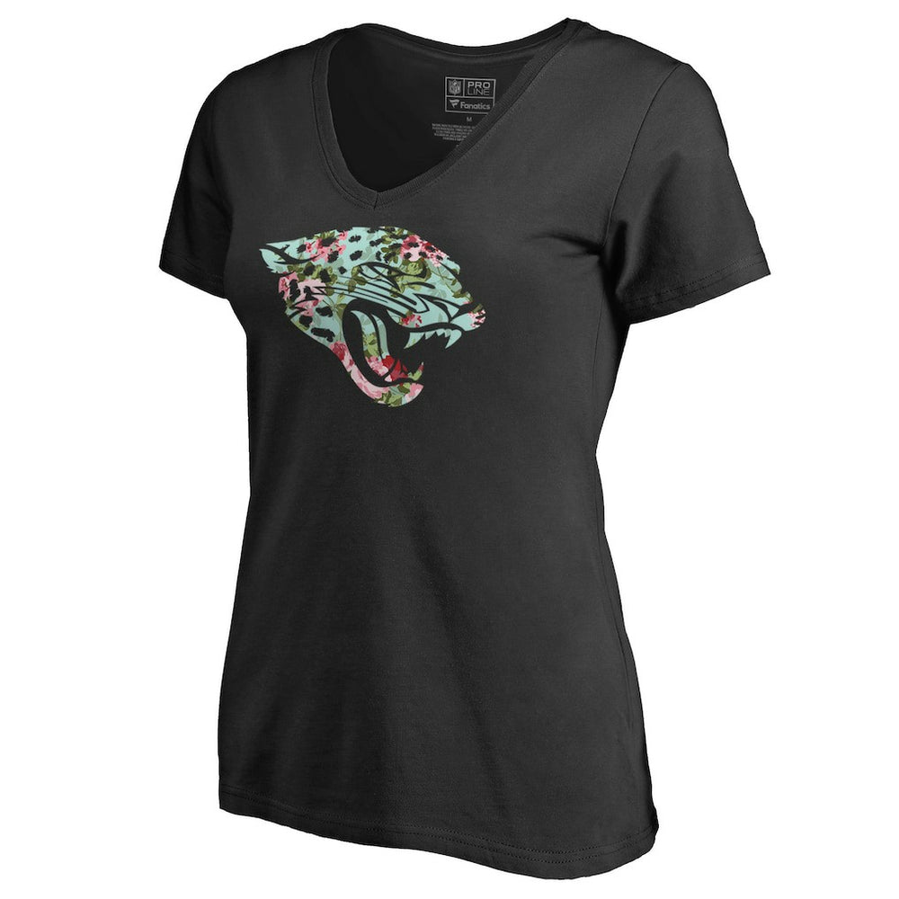 Jacksonville Jaguars Women's Lovely V-Neck T-Shirt Black - NFL