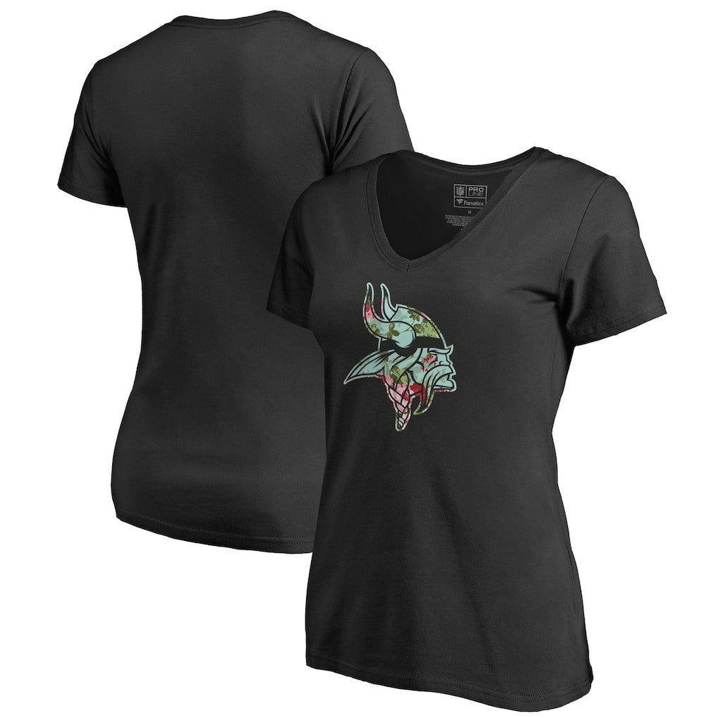 Minnesota Vikings Women's Lovely V-Neck T-Shirt Black - NFL