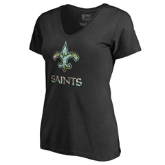 New Orleans Saints Women's Lovely V-Neck T-Shirt Black - NFL